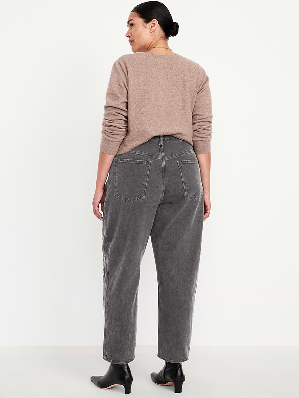 High-Waisted Baggy Barrel Ankle Jeans