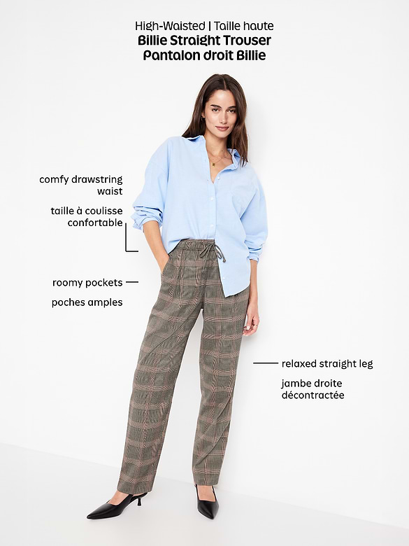 High-Waisted Billie Straight Ankle Trouser