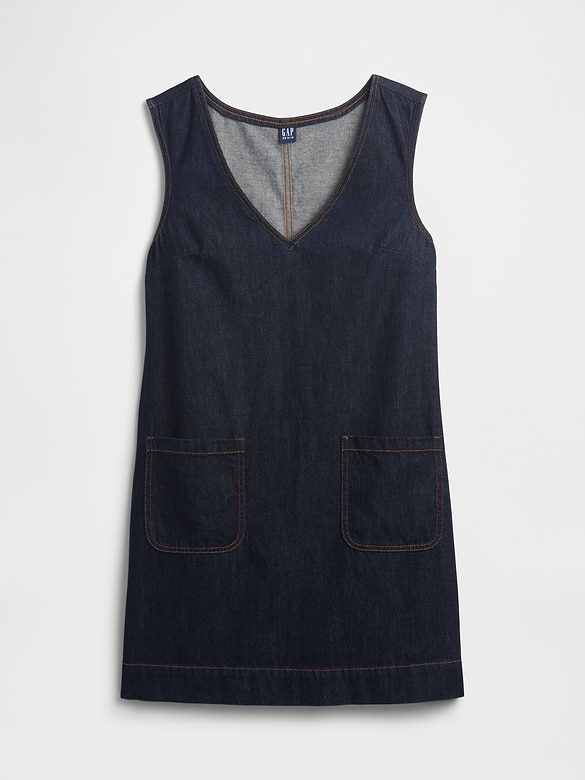 Denim V-Neck Mini Dress