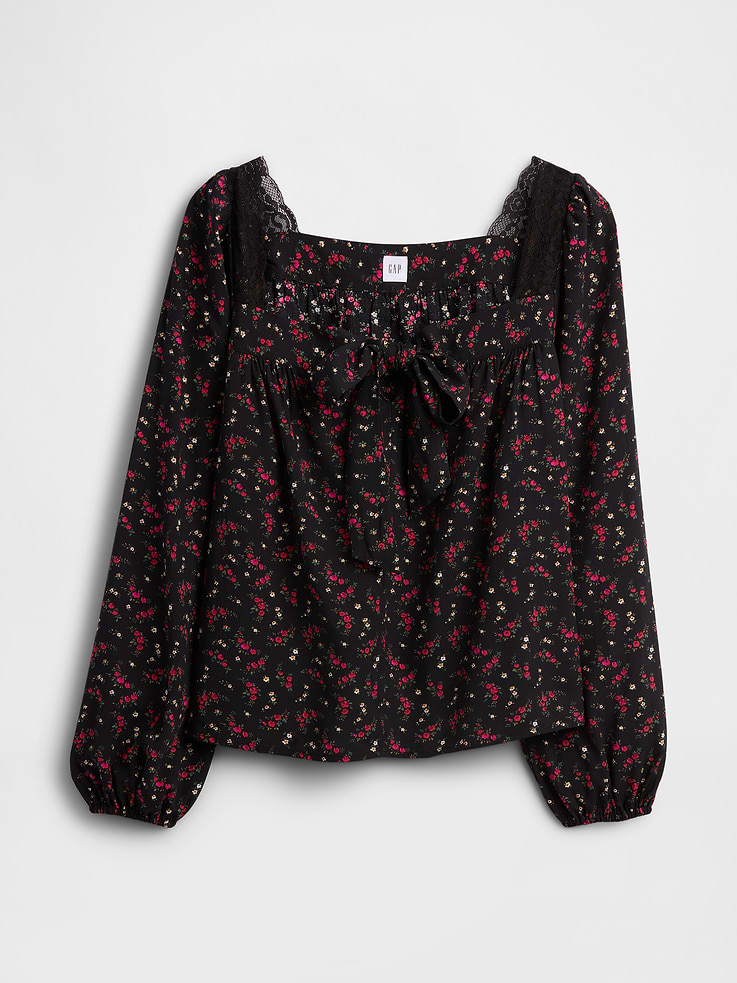 Image number 5 showing, Oversized Lace-Trim Top