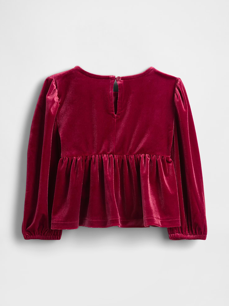 Image 3 of 4, Baby & Toddler Velour Bow Top