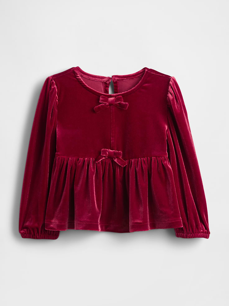 Image 2 of 4, Baby & Toddler Velour Bow Top
