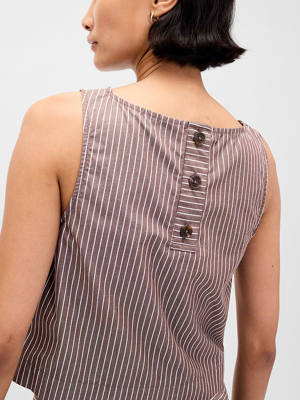 Poplin Boatneck Shell Tank Top