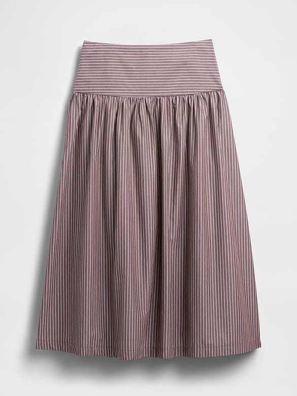 Poplin Drop-Waist Maxi Skirt