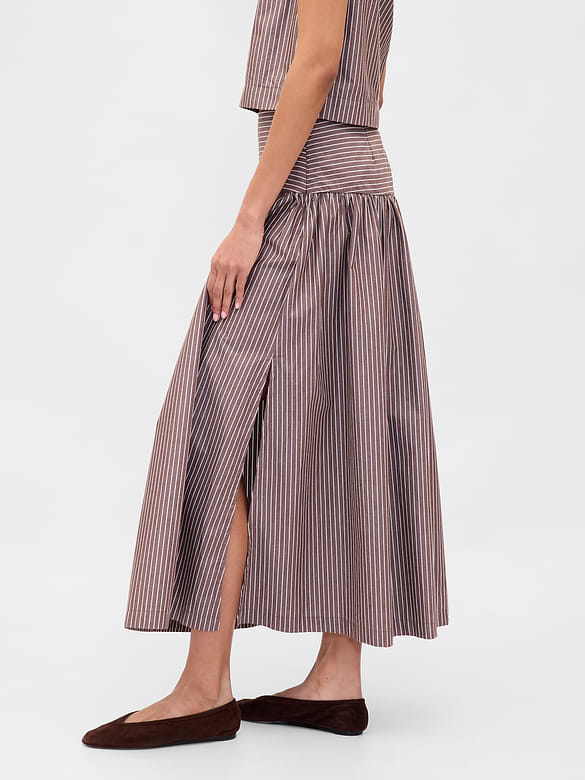 Poplin Drop-Waist Maxi Skirt