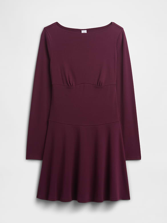 Modern Ribbed Boatneck Mini Dress