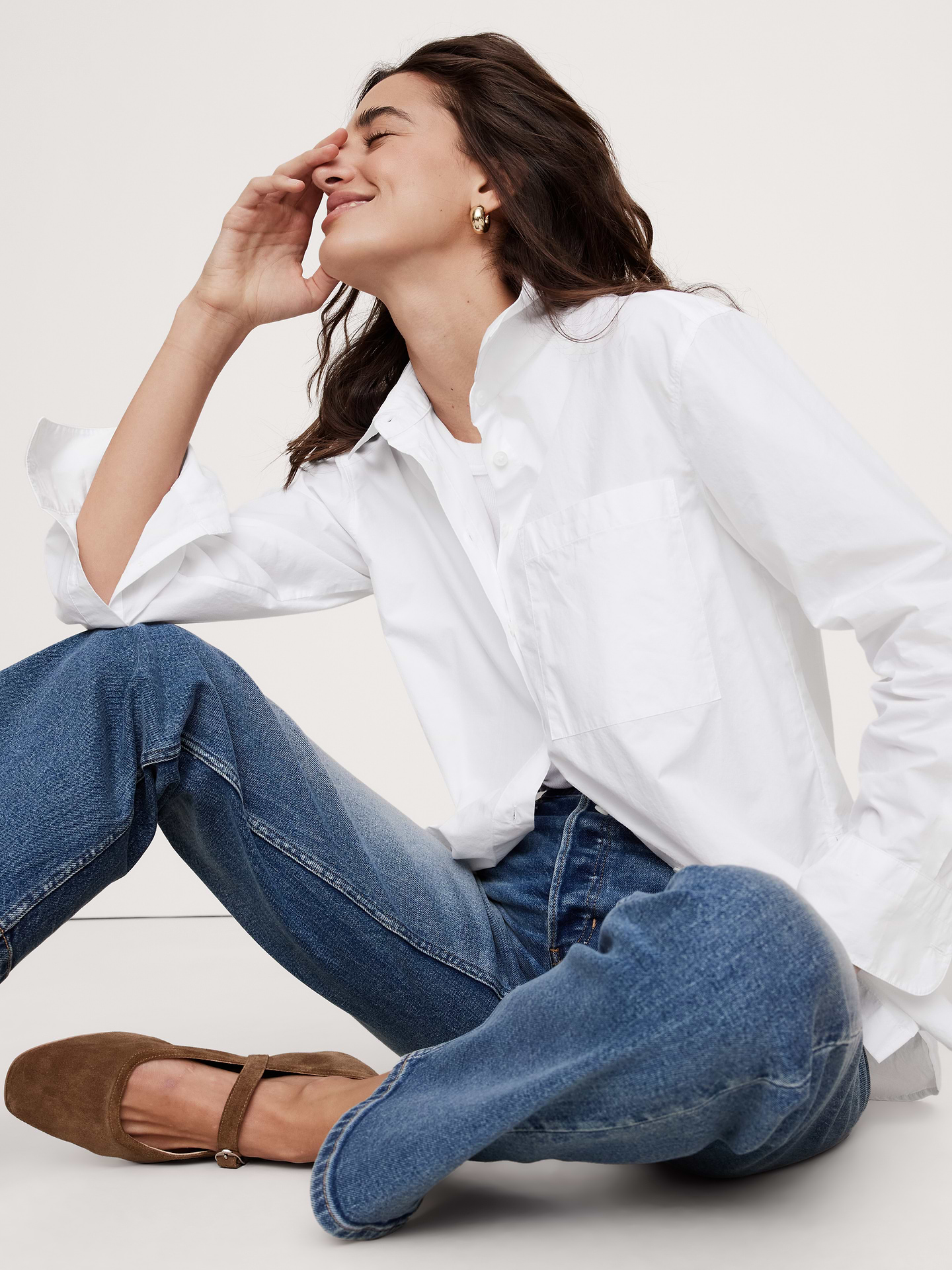 Image number 1 showing, The Oversized Shirt in Cotton Poplin