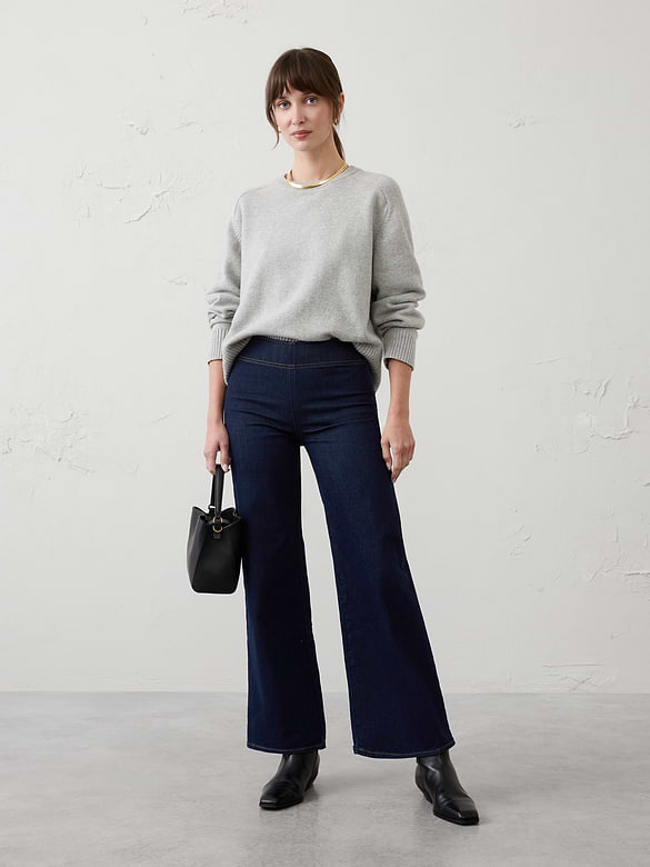 Wide-Leg High-Rise Pull-On Jean
