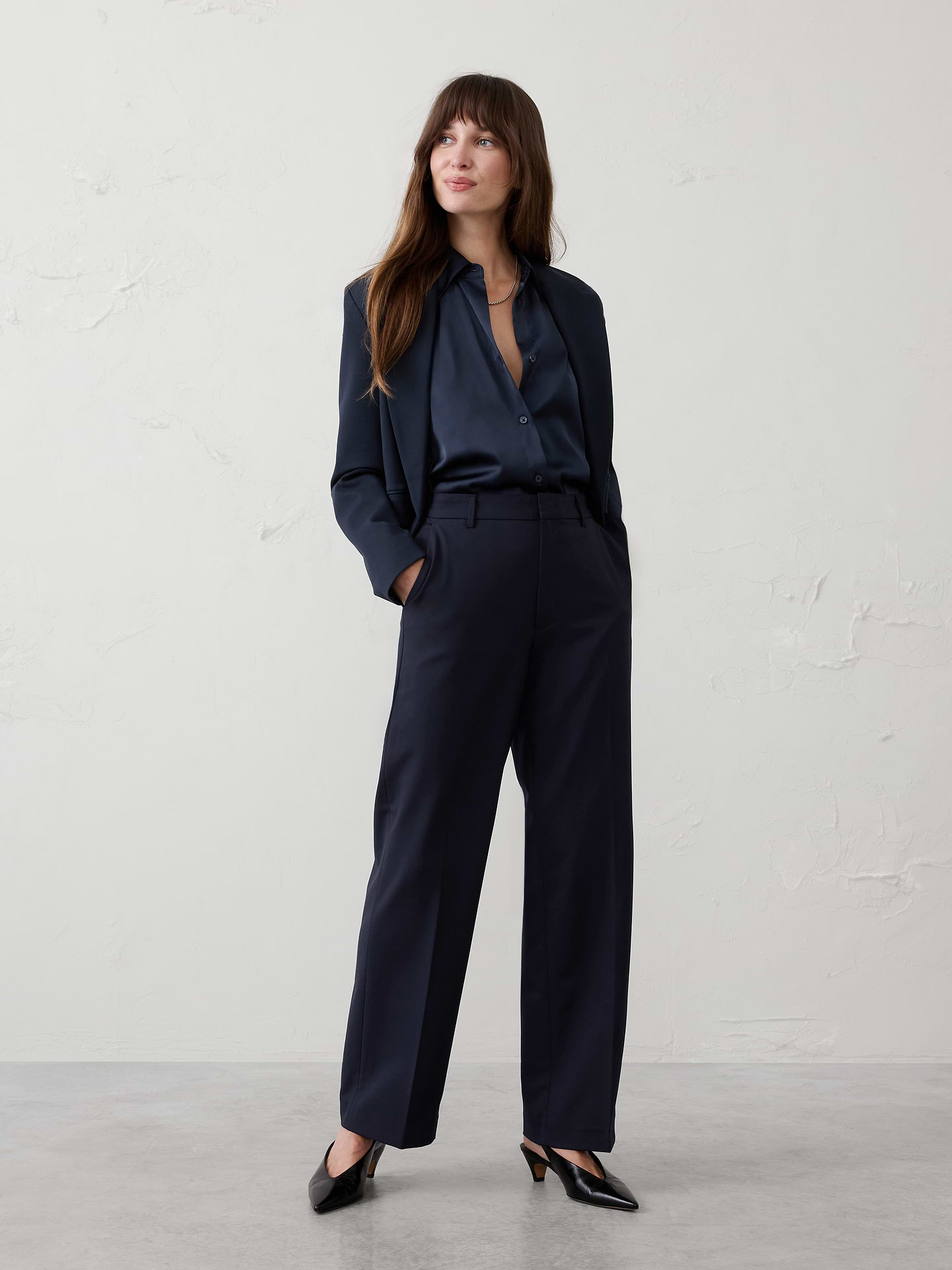 Image number 1 showing, Straight High-Rise Sculpted Trouser