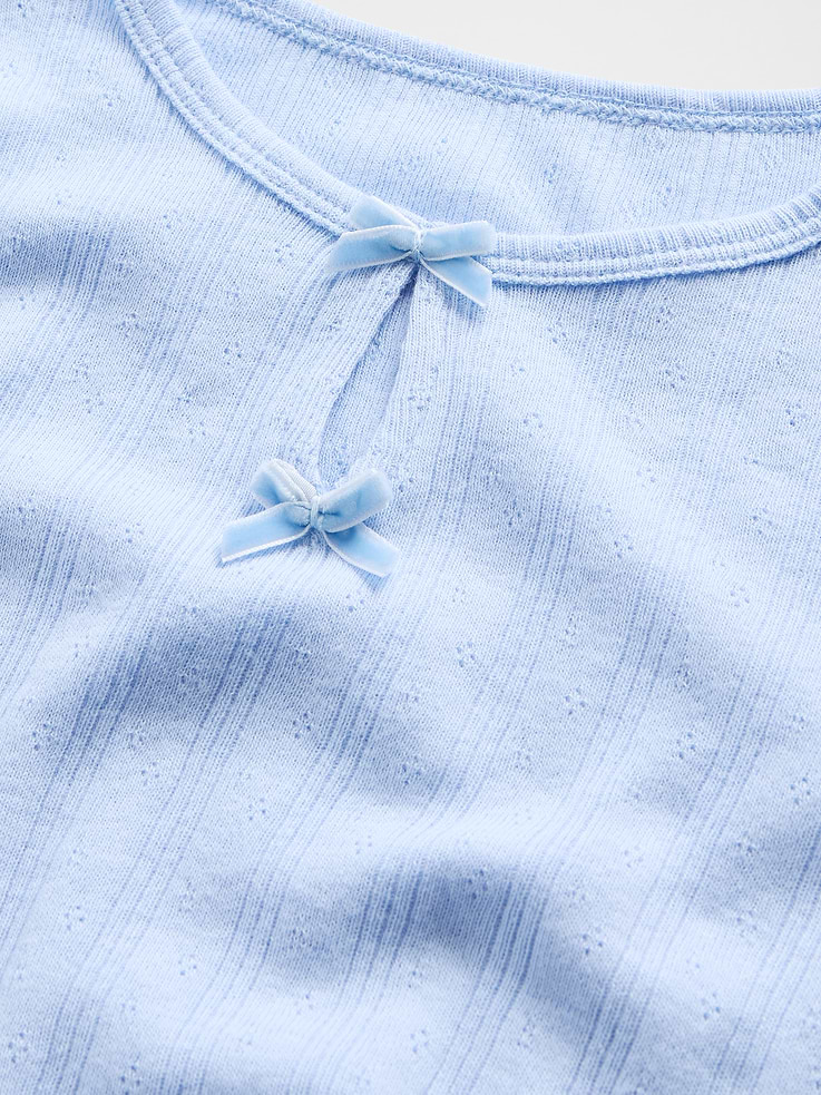 Image 3 of 3, Baby & Toddler Pointelle Bow Top