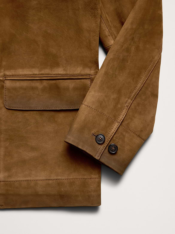 Relaxed Nubuck Leather Blazer