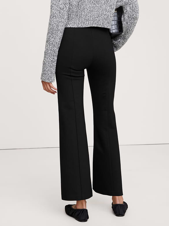 Pantalon évasé court à taille extensible Tout-aller en tricot point de Rome