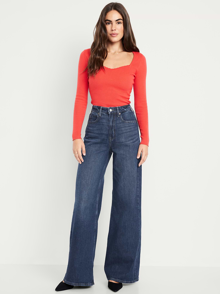 Image number 1 showing, Extra High-Waisted Super Wide-Leg Jeans