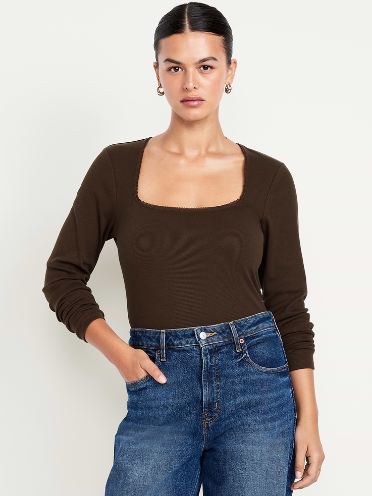 Image number 5 showing, Long-Sleeve Square-Neck Top