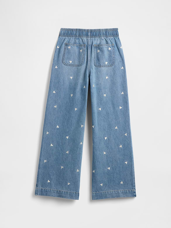 Kids High Rise Pull-On Wide-Leg Jeans