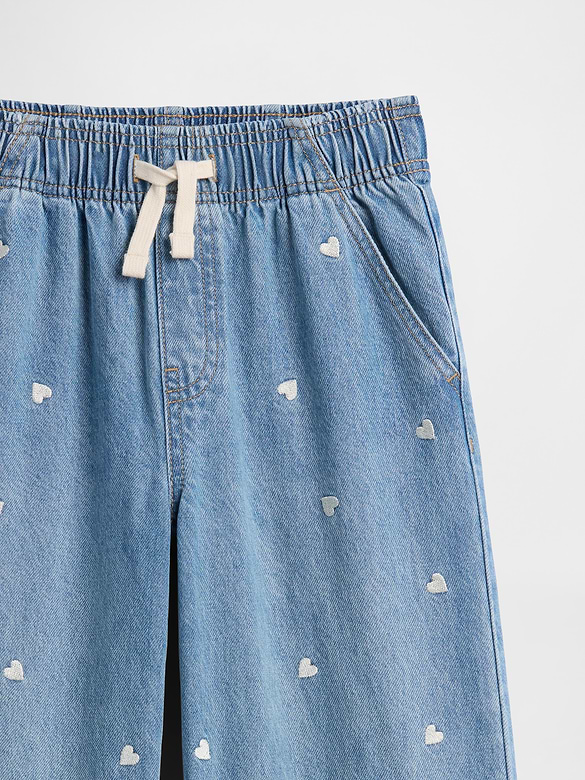 Kids High Rise Pull-On Wide-Leg Jeans