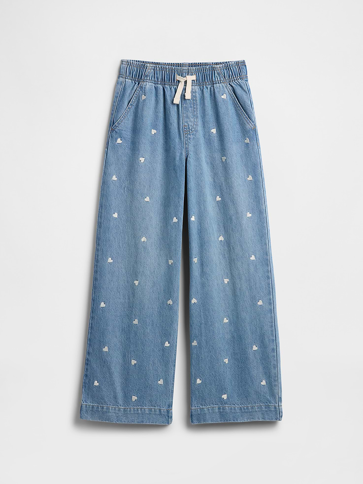 Image number 1 showing, Kids High Rise Pull-On Wide-Leg Jeans