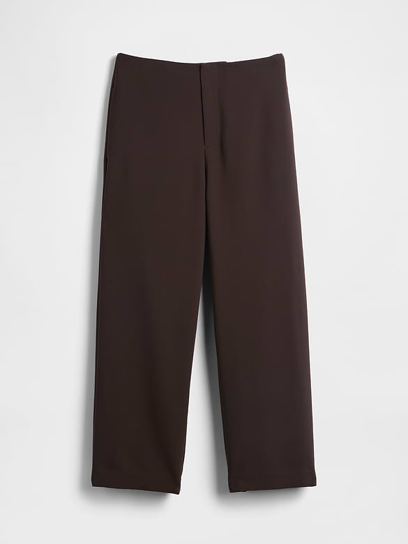 High Rise Twill Straight Ankle Pants