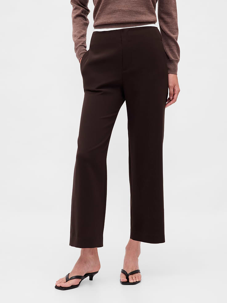 Image number 2 showing, High Rise Twill Straight Ankle Pants