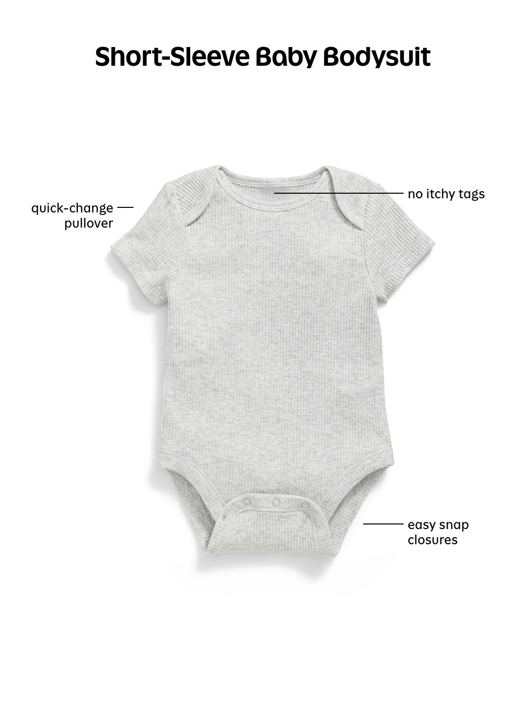 Image number 3 showing, Unisex Short-Sleeve Rib-Knit Bodysuit for Baby