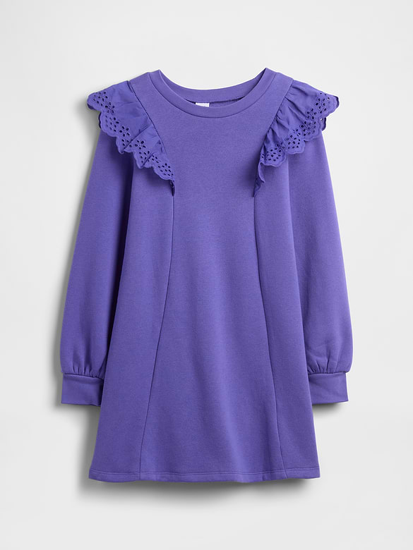Kids Relaxed Eyelet Sweatshirt Dress