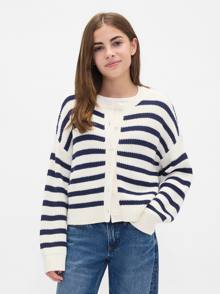 Image number 1 showing, Kids 100% Cotton Oversized Cardigan