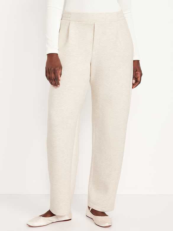 Pantalon en molleton raffiné coupe baril à taille haute