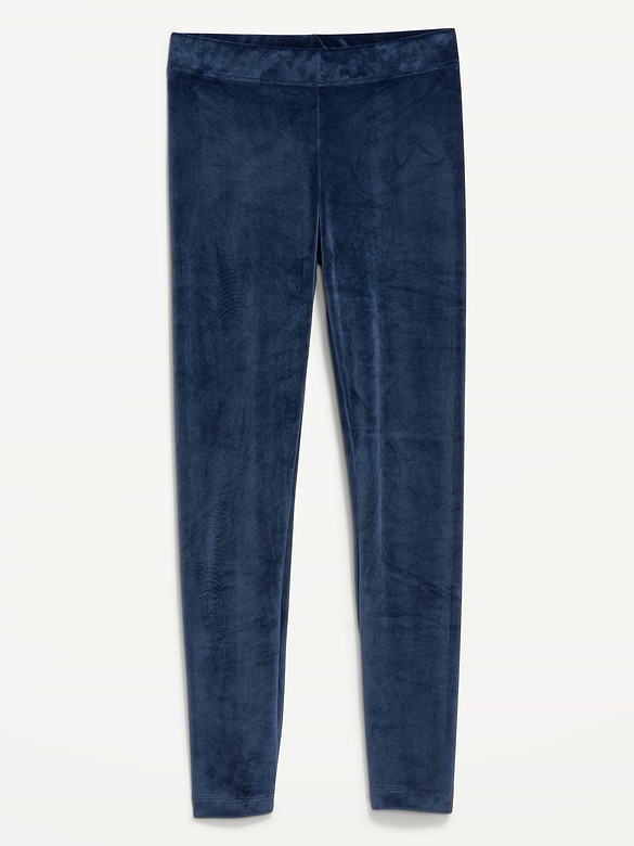 High-Waisted Velour Fashion Ankle Leggings