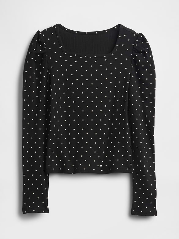 Kids Rib Puff-Sleeve Top