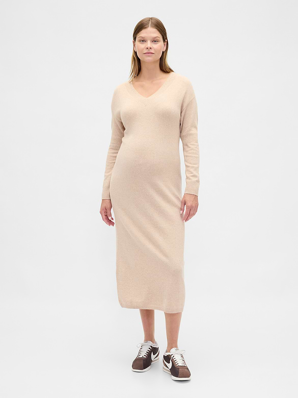 Robe-chandail à encolure en V Effet cachemire de Maternité