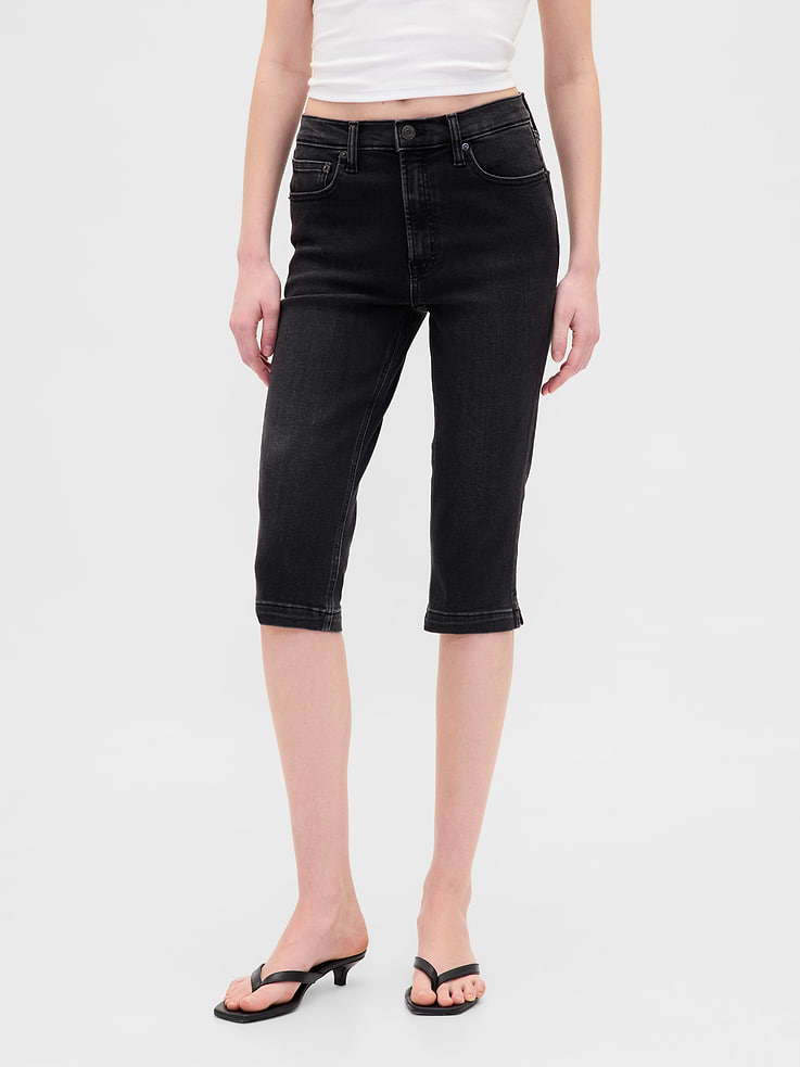 Image number 2 showing, High Rise Cropped Capri Jeans