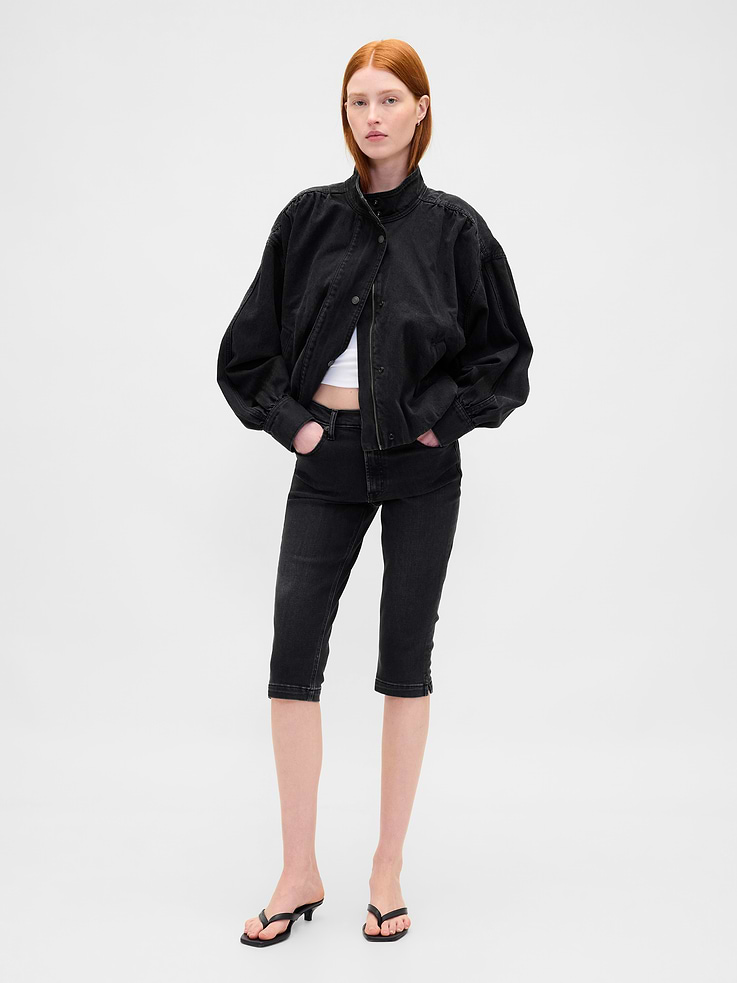 Image number 1 showing, High Rise Cropped Capri Jeans