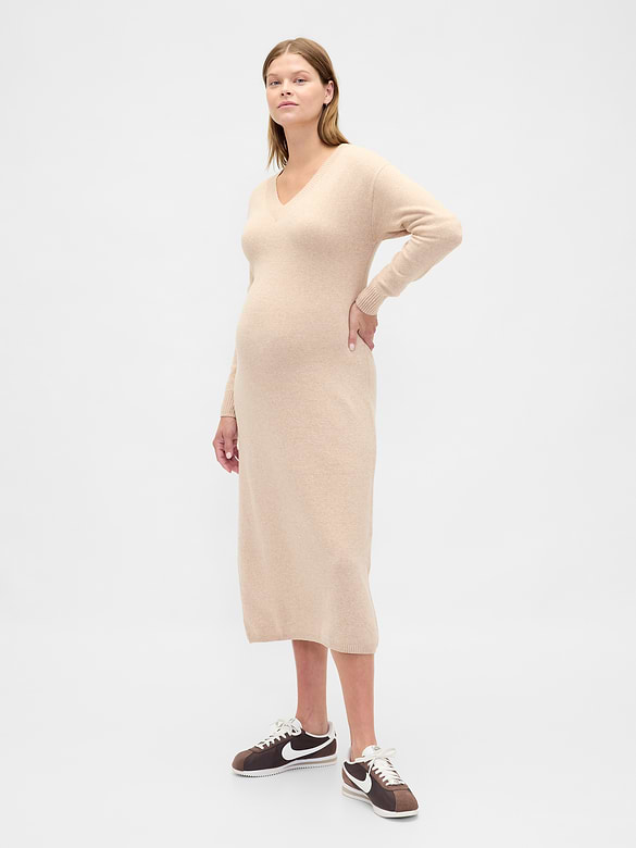 Robe-chandail à encolure en V Effet cachemire de Maternité