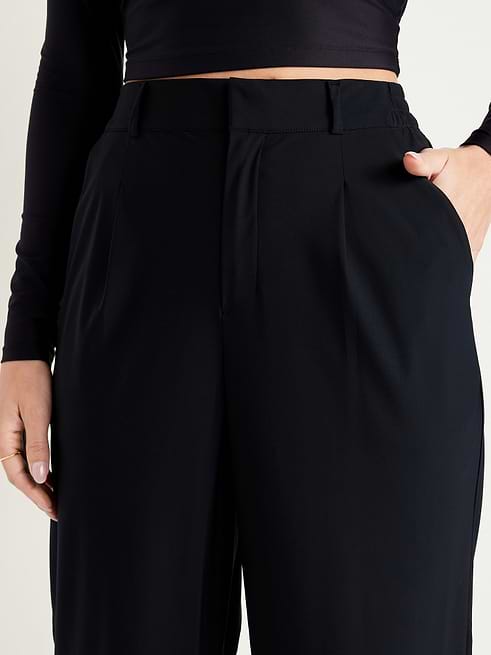 black dress pants old navy By In Black, Size: 10 elasticized adjustable waistband belt loops hook Women's Wide Leg Dress Pants