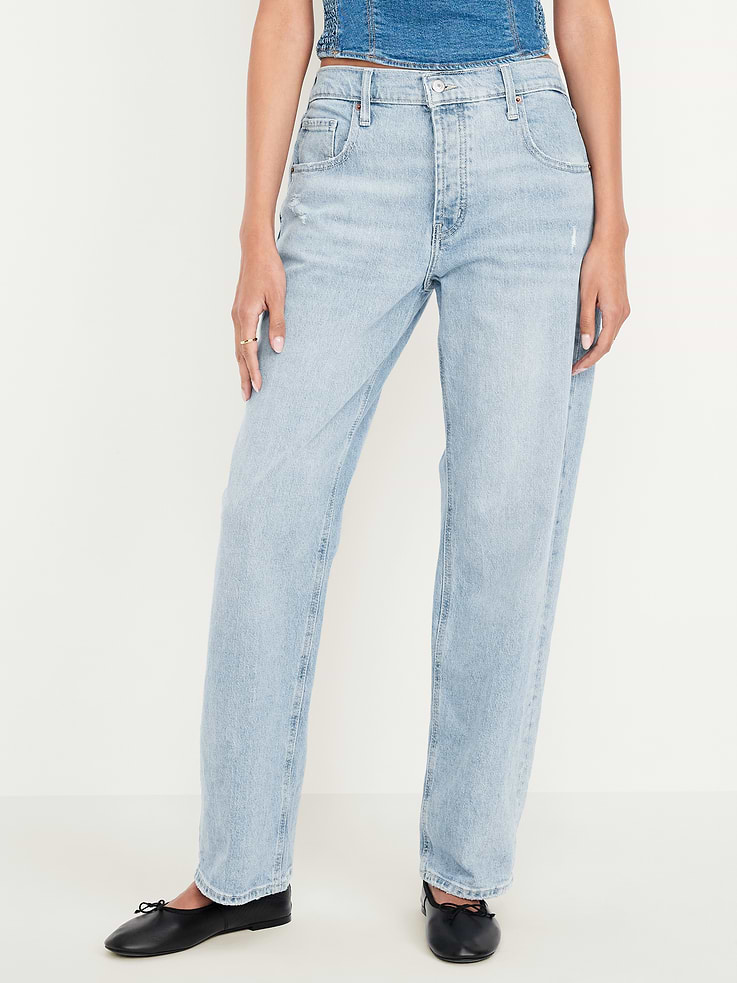 Image number 2 showing, Mid-Rise Slouchy Straight Jeans