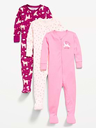 Image number 1 showing, Snug-Fit 2-Way-Zip Pajama One-Piece 3-Pack for Toddler & Baby