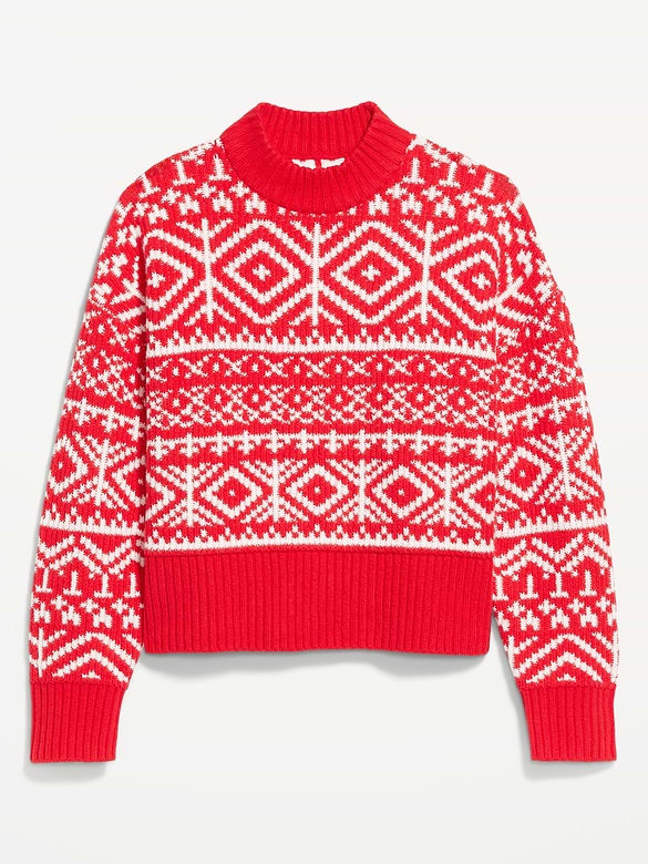 SoSoft Mock-Neck Fair Isle Sweater