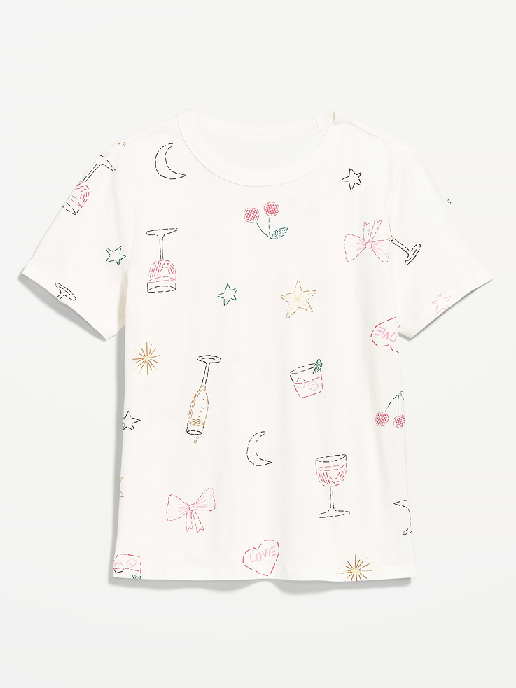 L'image numéro 4 présente T-shirt passe-partout ras du cou à motif