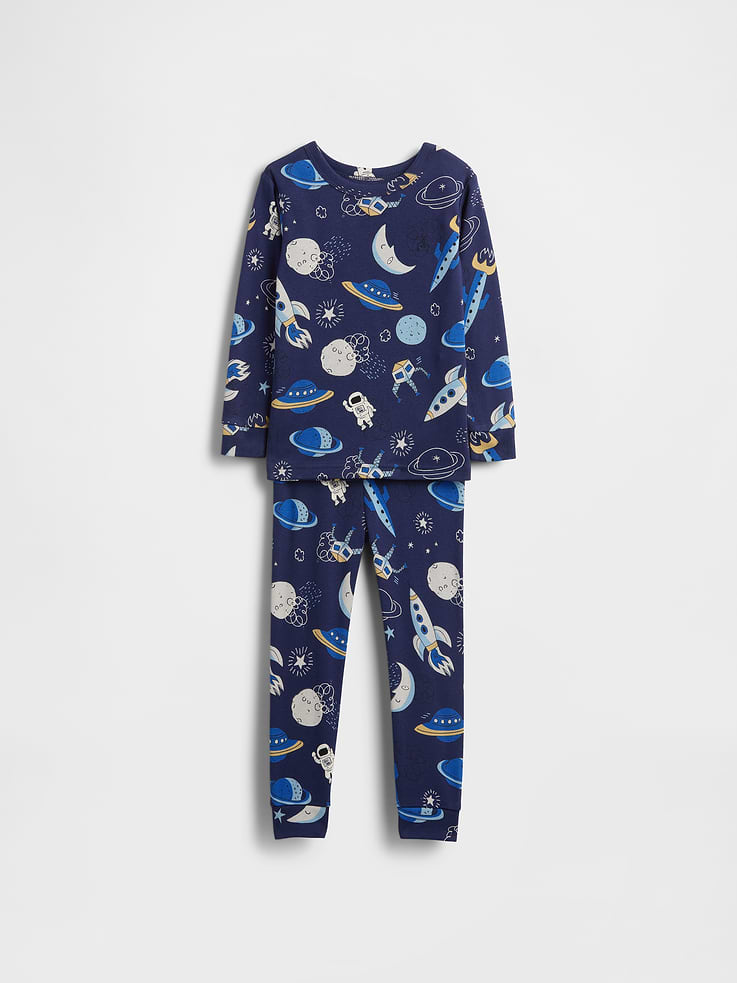 Image number 1 showing, Baby & Toddler Organic Brushed Cotton Space PJ Set