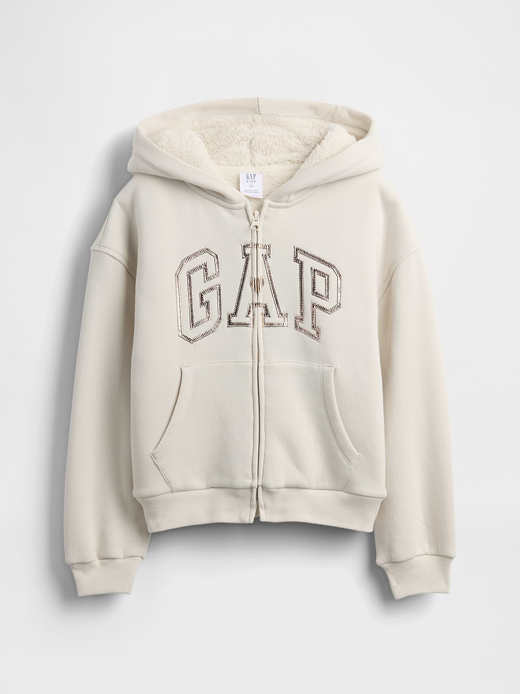 Image number 2 showing, Kids Sherpa-Lined Graphic Logo Hoodie