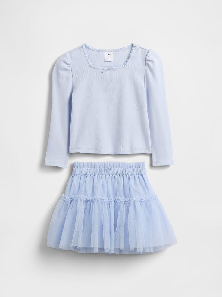 Image number 2 showing, Baby & Toddler Rib & Tulle Outfit Set