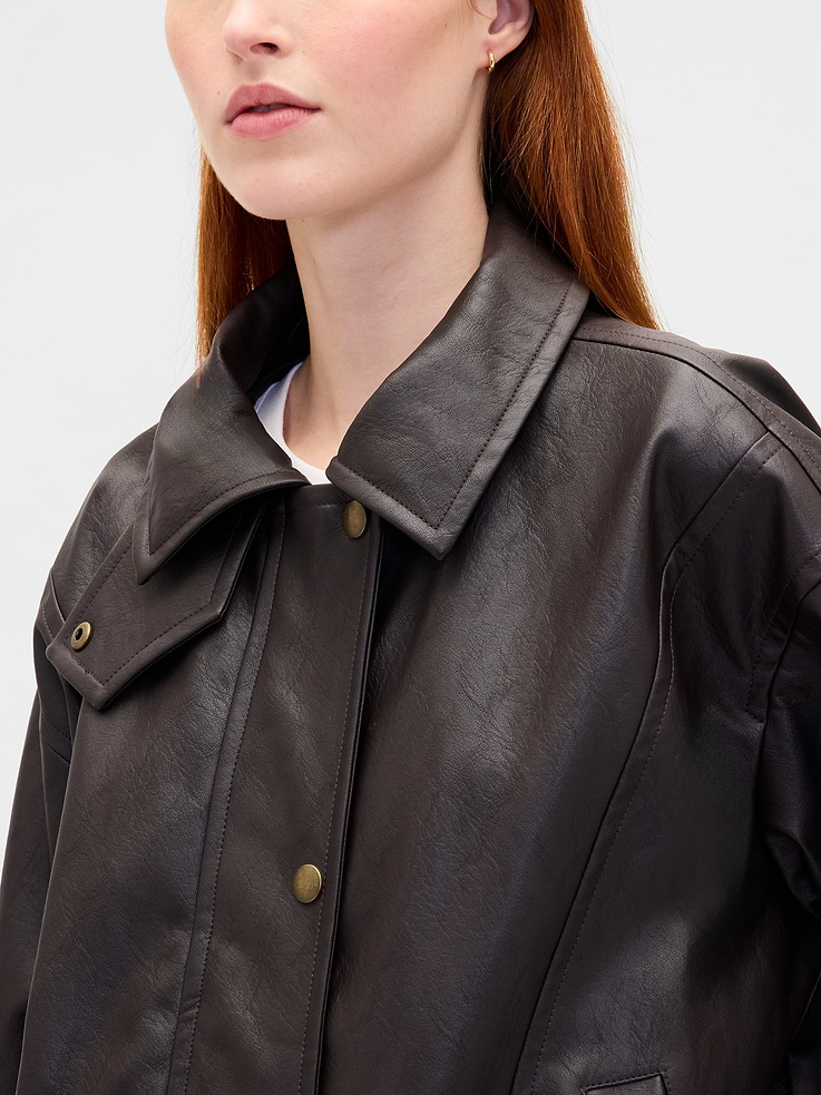 Image number 4 showing, Oversized Vegan Leather Jacket