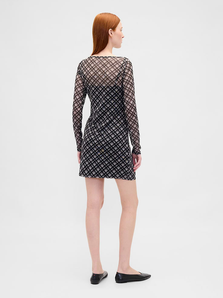 Image number 2 showing, Mesh Boatneck Mini Dress