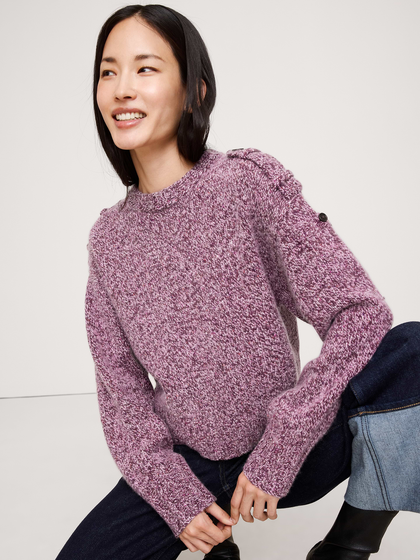 Image number 1 showing, Marled Cashmere-Merino Blend Sweater