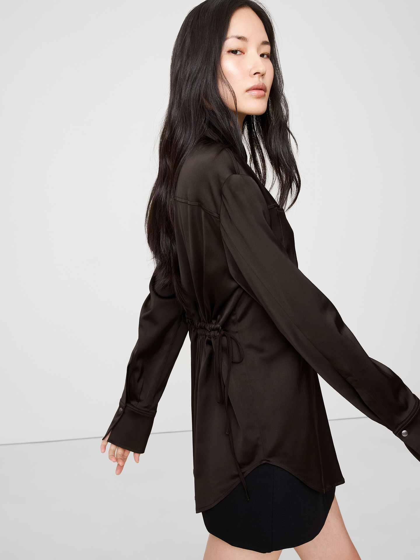 Image number 3 showing, Stretch-Satin Cinch-Back Shirt