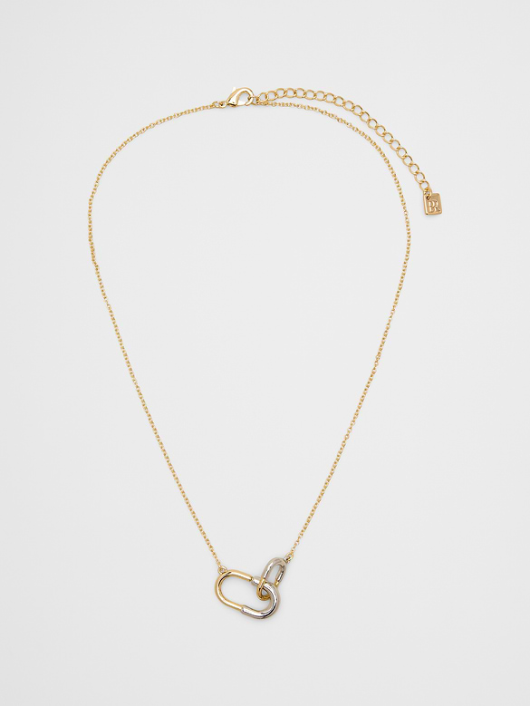 Mixed Metal Interlock Paperclip Necklace