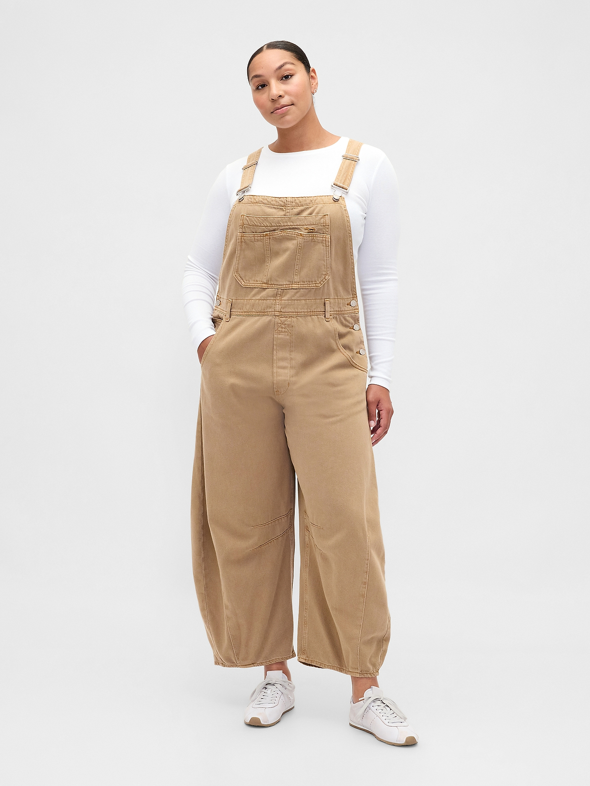 UltraSoft Denim Horseshoe Overalls | Gap
