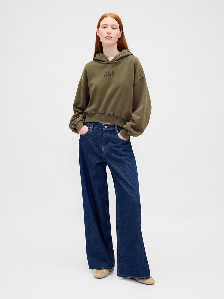 Image 2 of 6, VintageSoft Crop Logo Hoodie