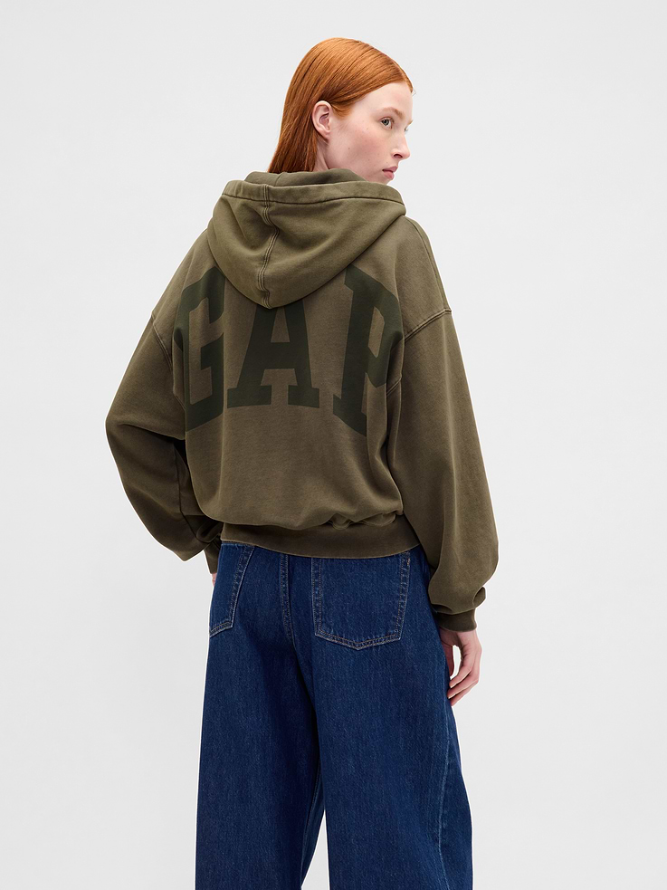 Image 3 of 6, VintageSoft Crop Logo Hoodie