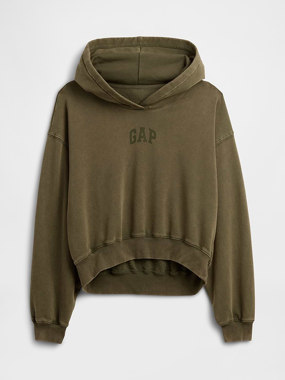VintageSoft Crop Logo Hoodie